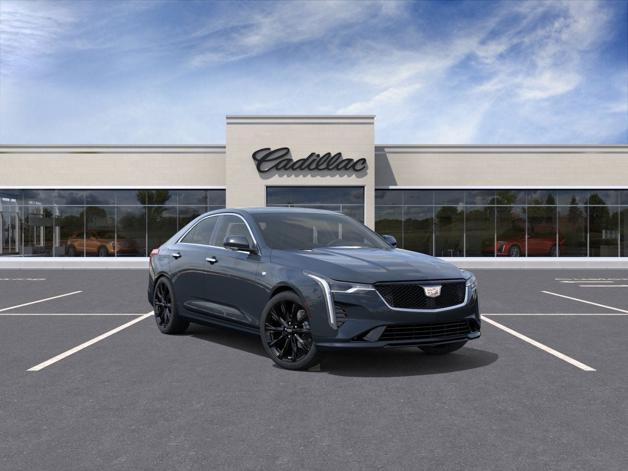 2026 Cadillac CT4 Premium Luxury in Deep Space Metallic — front three-quarter view