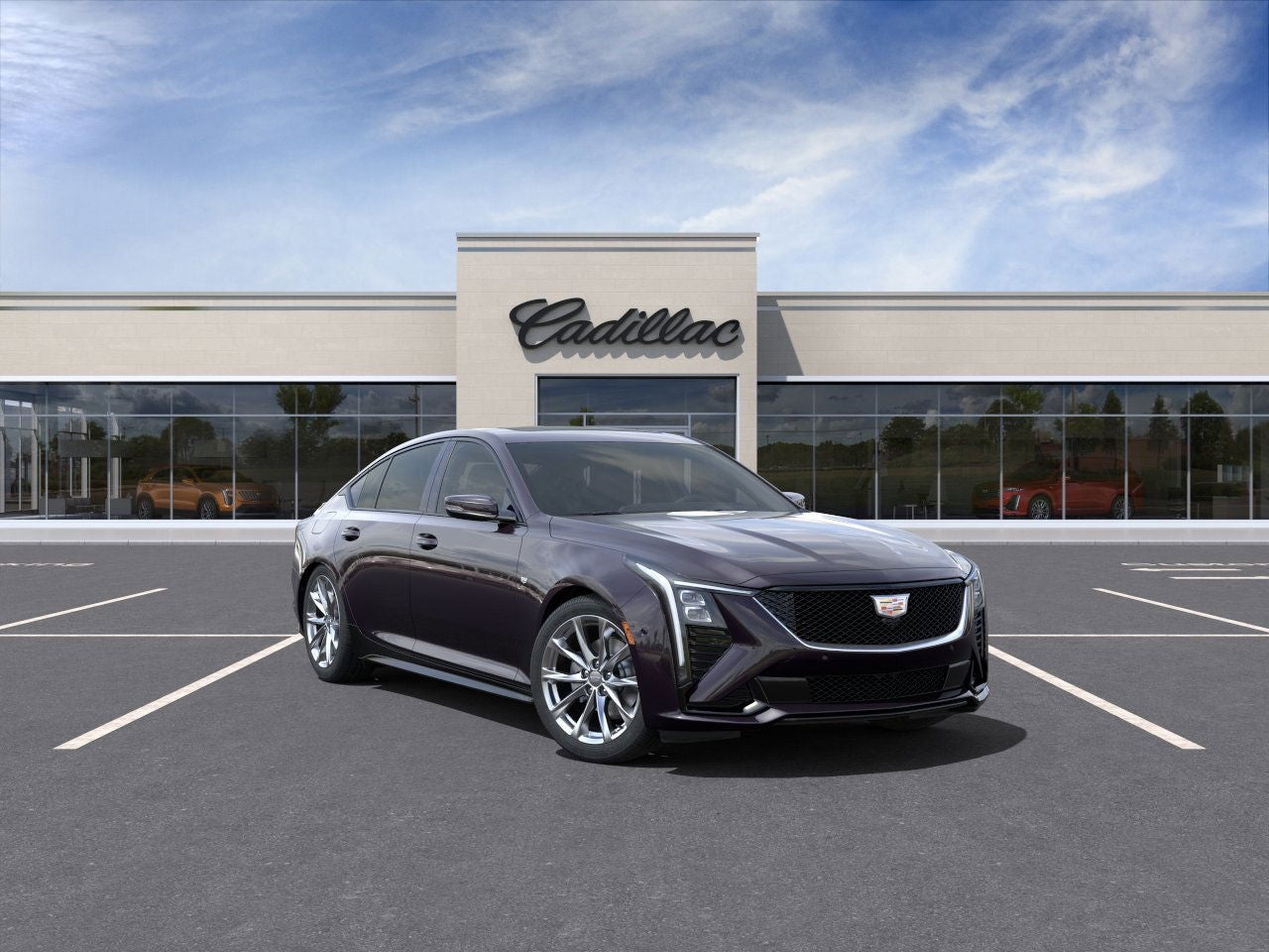 2025 Cadillac CT5 Sport in Midnight Sky Metallic — front three-quarter view