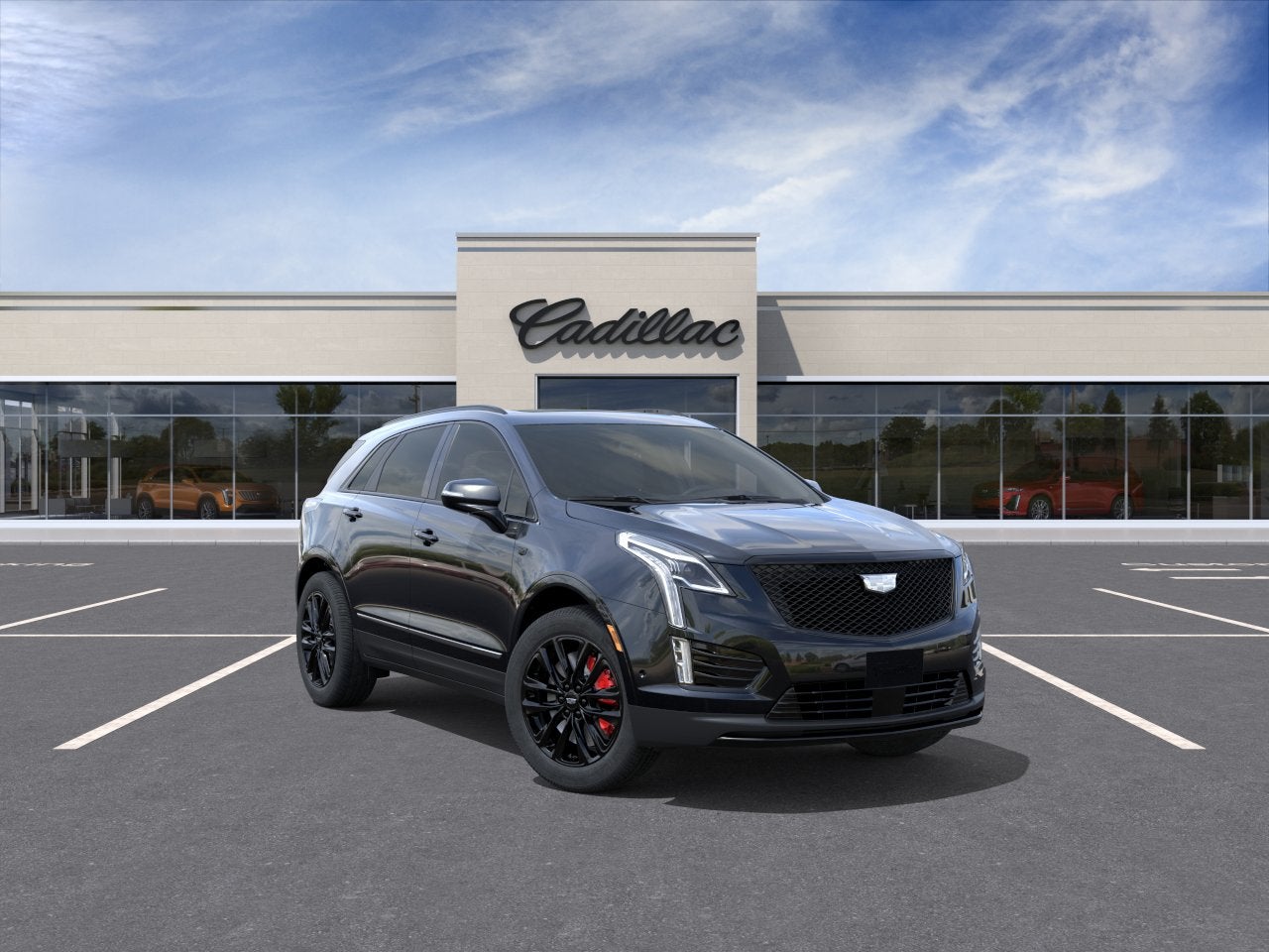 2026 Cadillac XT5 Sport in Stellar Black Metallic — front three-quarter view