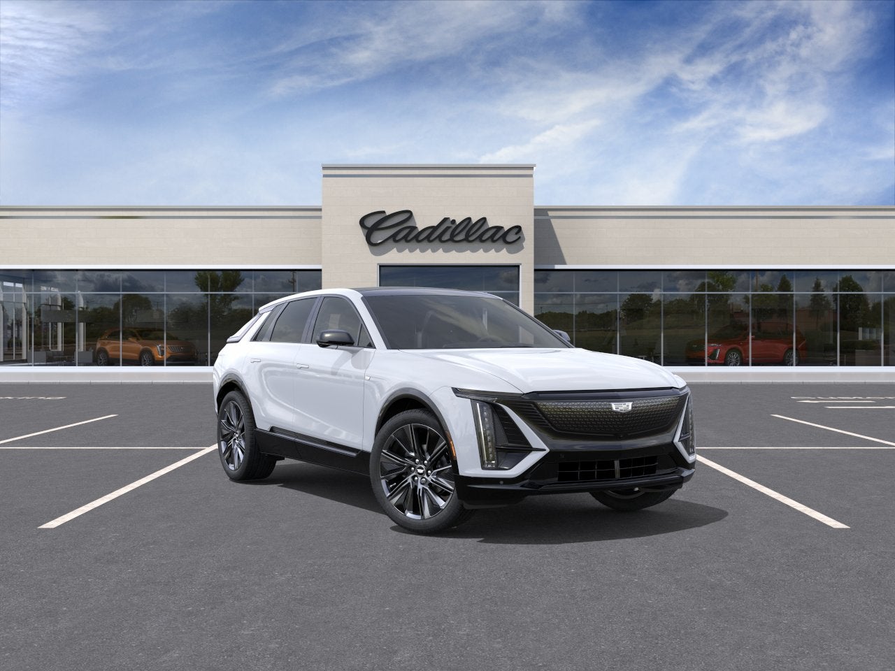 2026 Cadillac LYRIQ Signature Sport in Vibrant White Tricoat — front three-quarter view