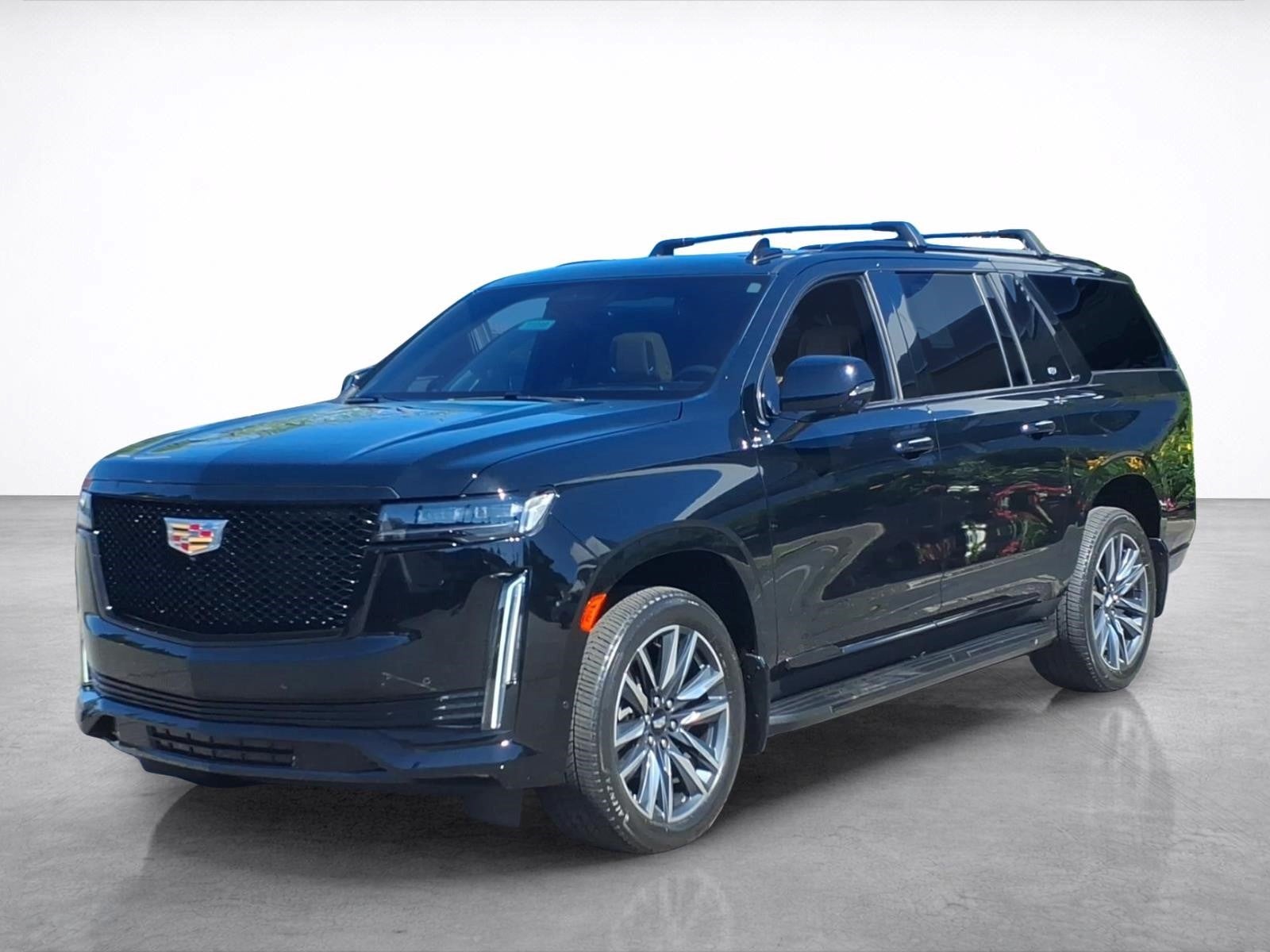2023 Cadillac Escalade ESV Sport in Black Raven — front three-quarter view