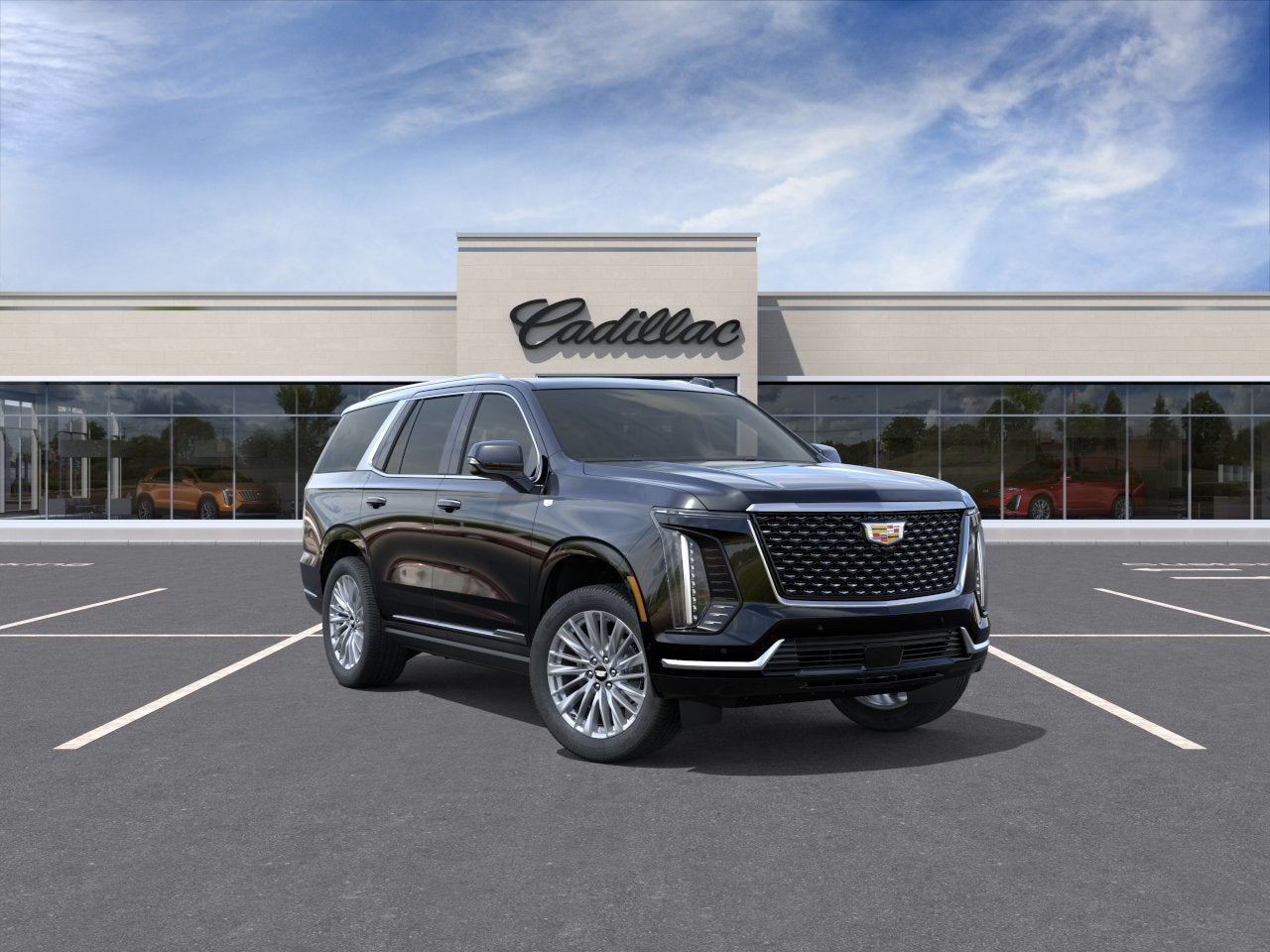 2026 Cadillac Escalade Luxury in Black Raven — front three-quarter view