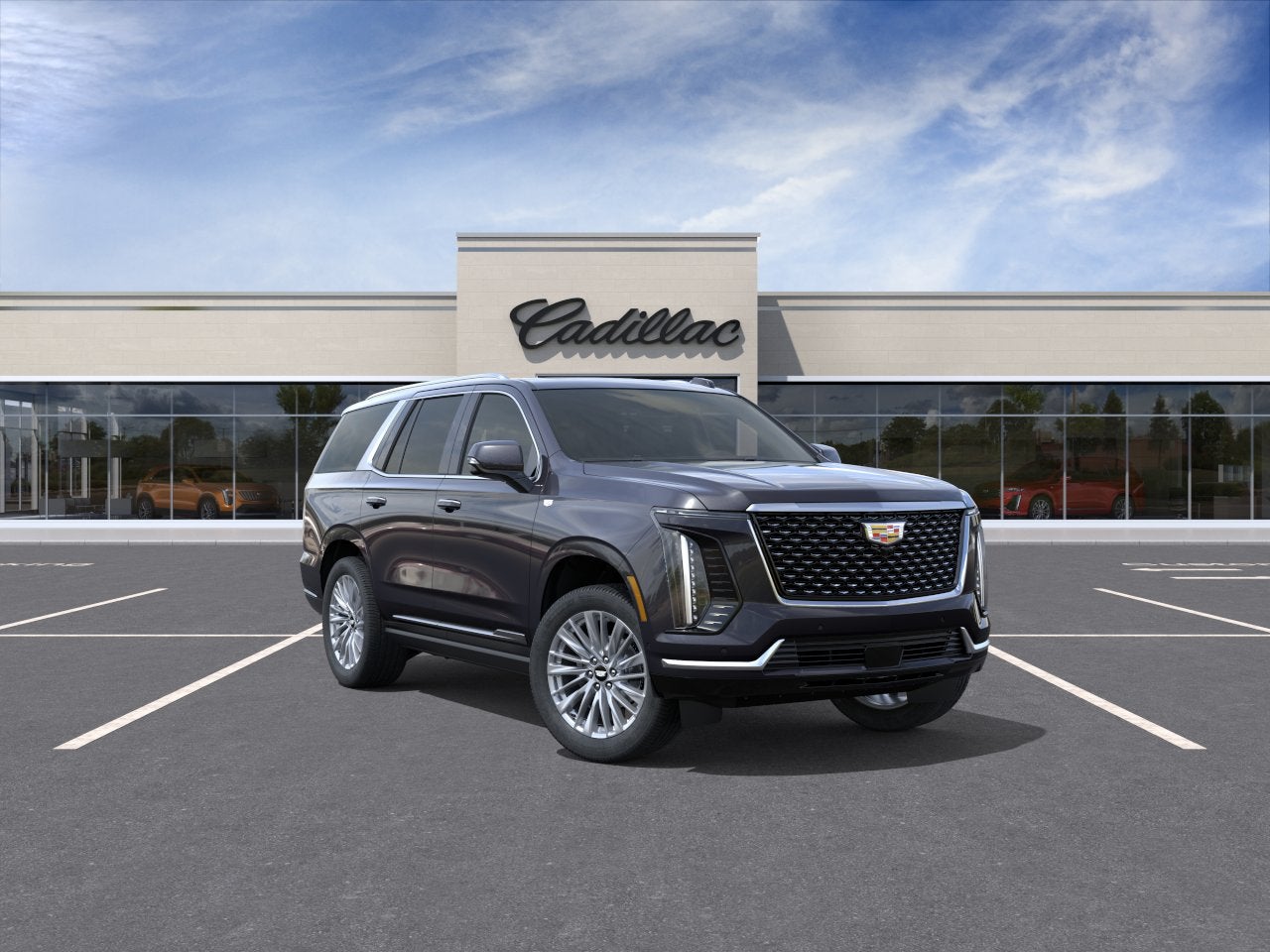 2026 Cadillac Escalade Luxury in Galactic Gray Metallic — front three-quarter view