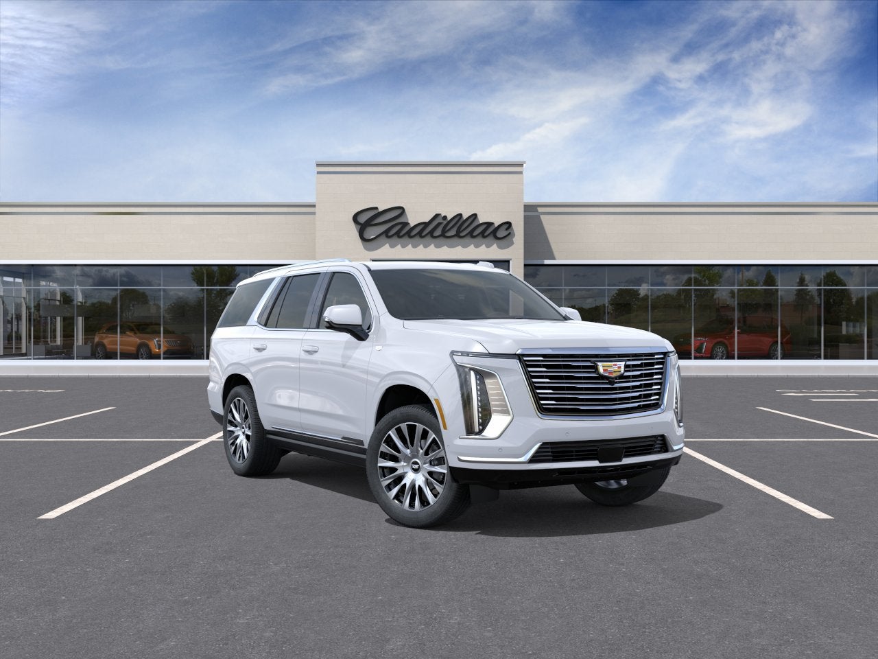 2026 Cadillac Escalade Platinum Luxury in Vibrant White Tricoat — front three-quarter view