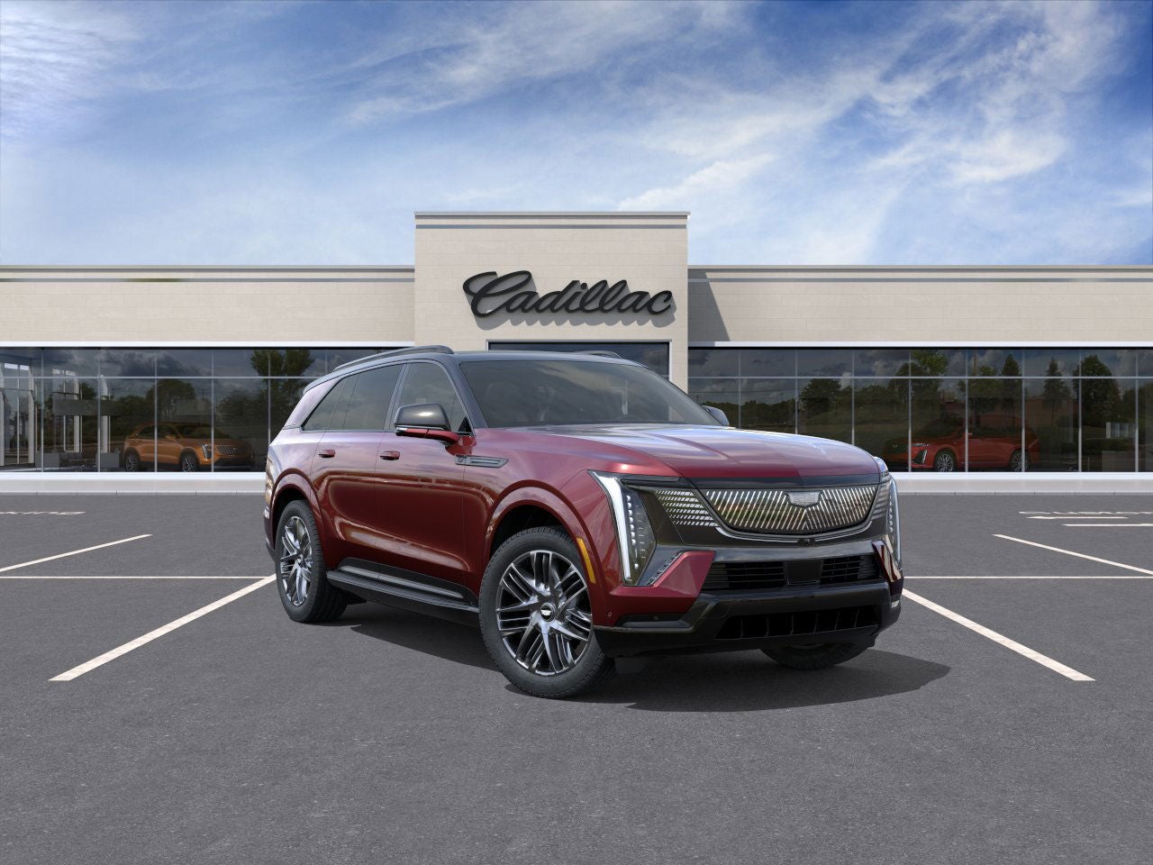 2026 Cadillac ESCALADE IQ Sport in Black Cherry Tintcoat — front three-quarter view