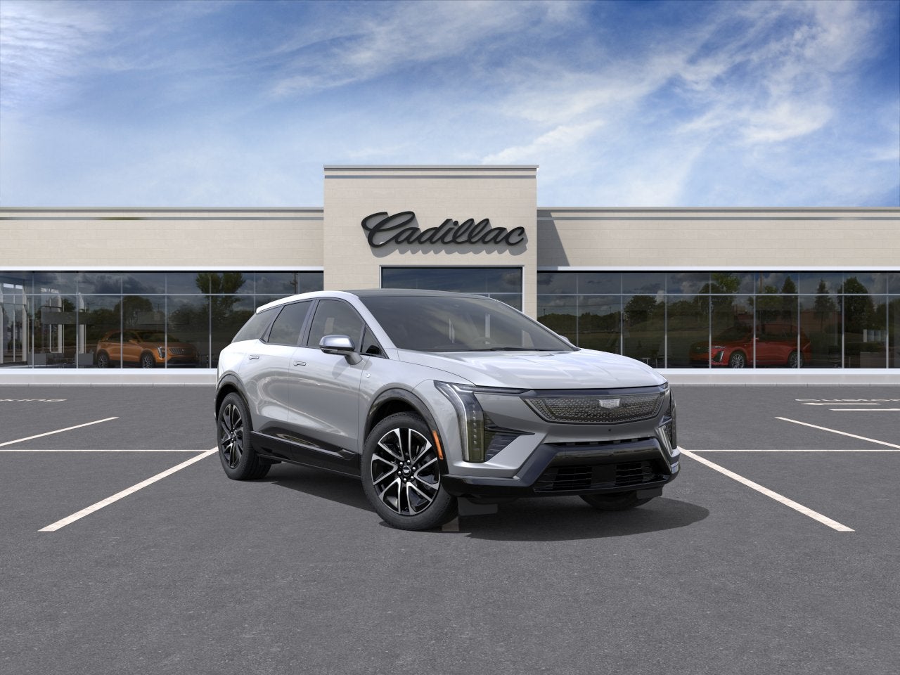 2027 Cadillac OPTIQ Sport in Argent Silver Metallic — front three-quarter view