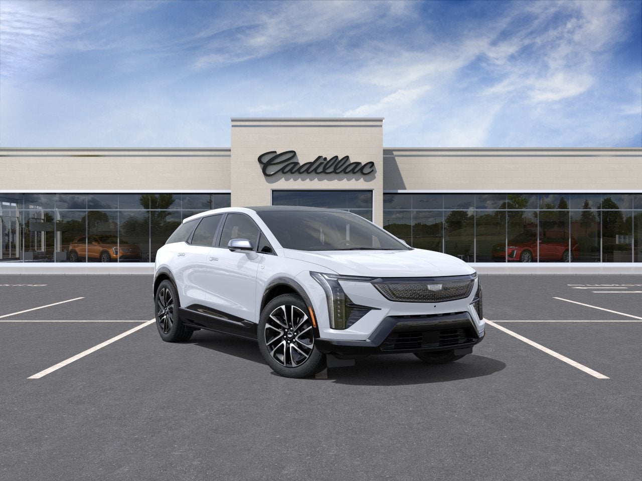 2027 Cadillac OPTIQ Sport in Vibrant White Tricoat — front three-quarter view